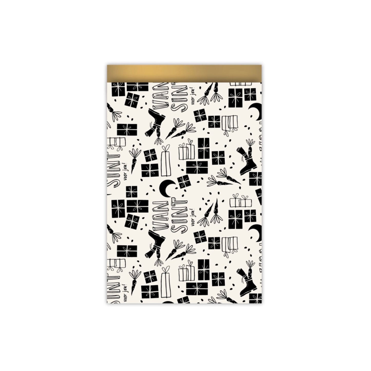 Cadeauzakjes - sint doodles - offwhite/zwart - 17x25 cm - 5 stuks