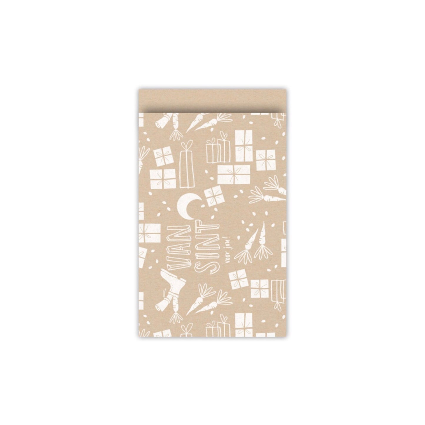 Cadeauzakjes - sint doodles - kraft/wit - 12x19 cm - 5 stuks
