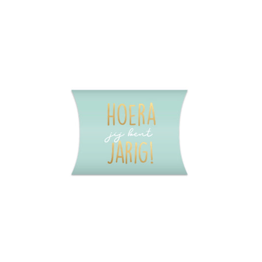 Gondeldoosje - hoera jij bent jarig - mint/goud