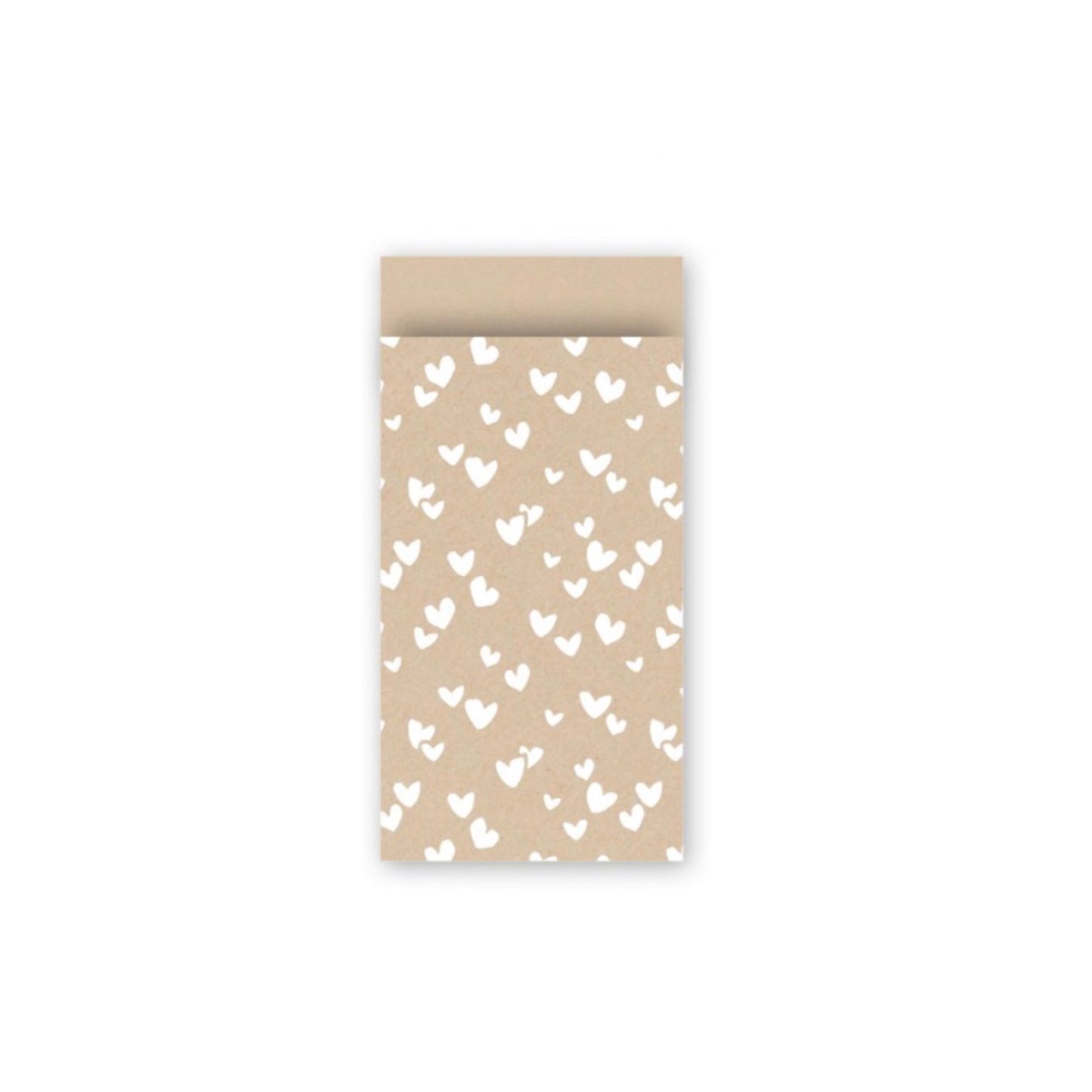 Cadeauzakjes - solo hearts - kraft/wit - 7x13 cm - 5 stuks