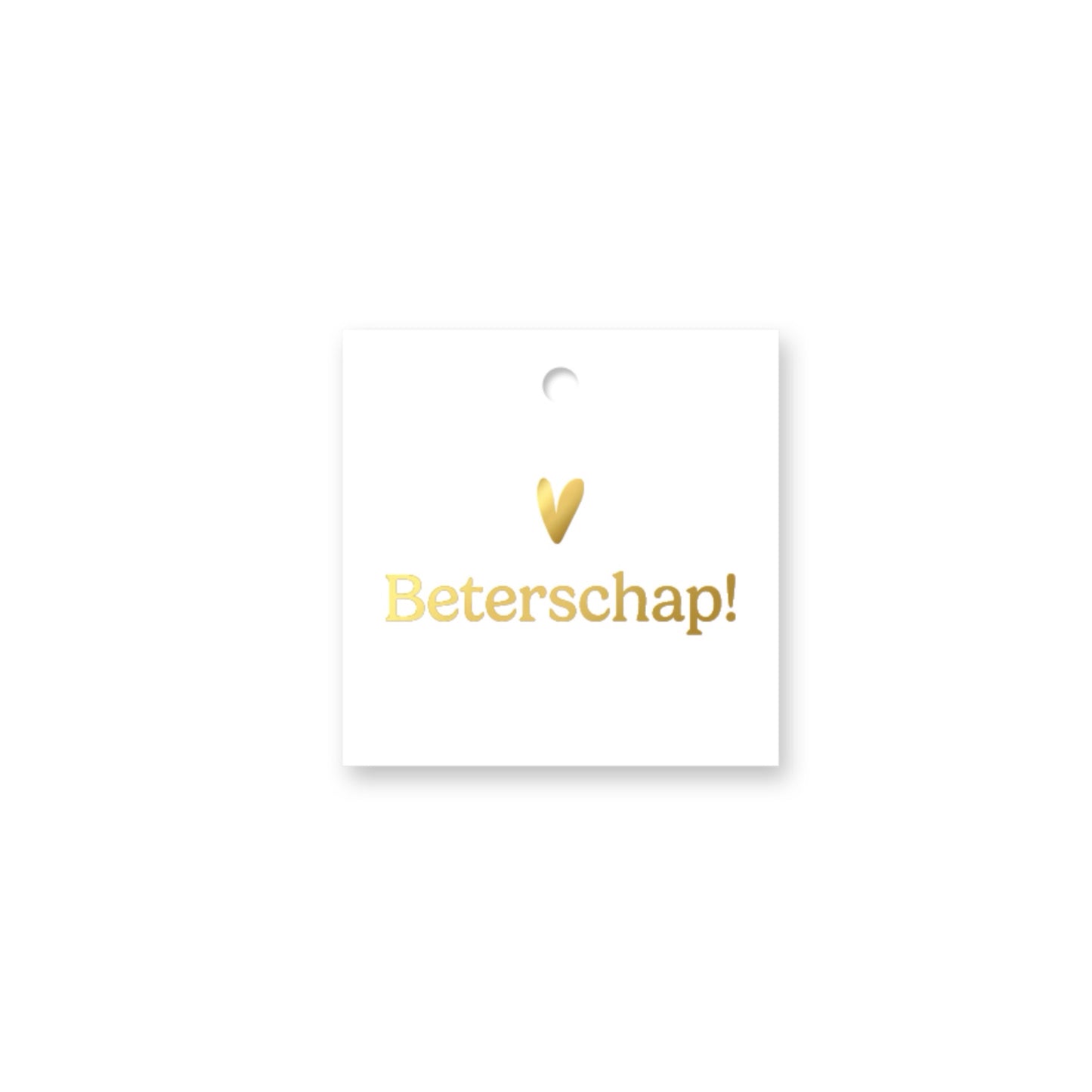 Cadeaulabel - beterschap - wit - 6x6 cm