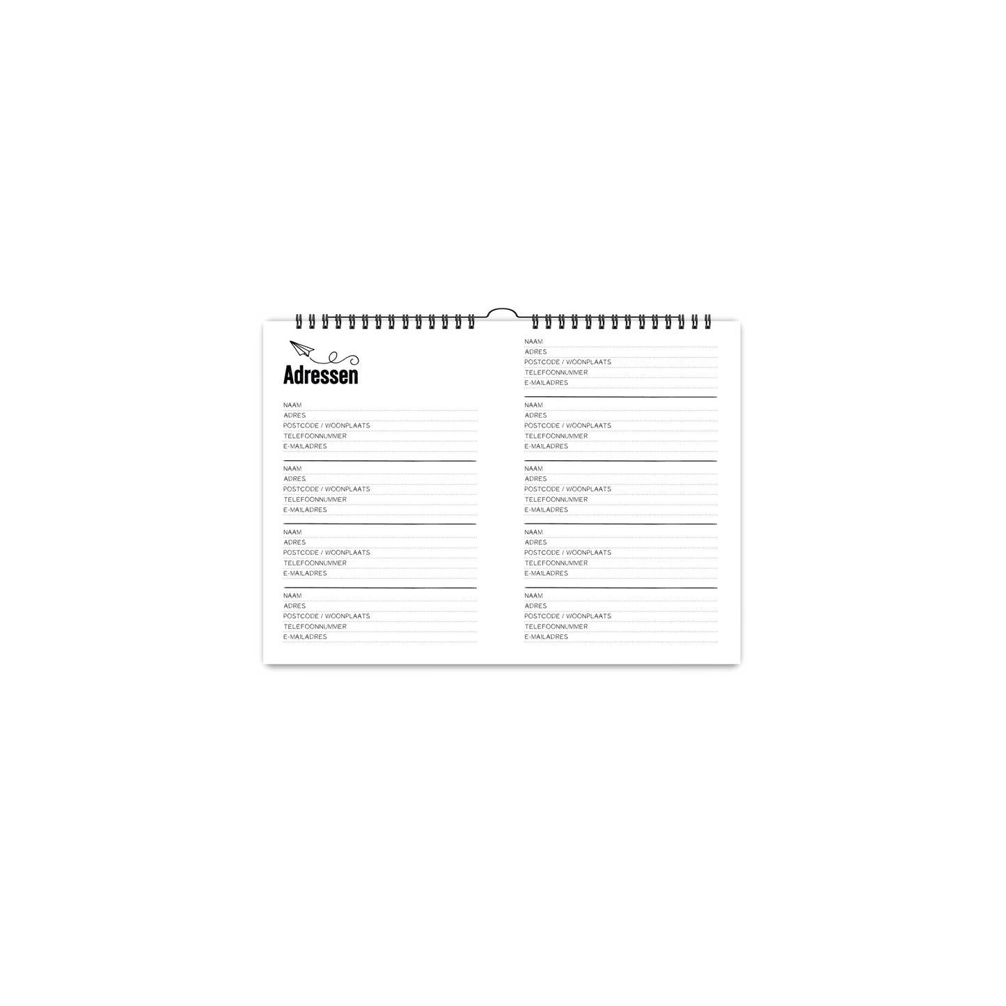 Familieplanner 2026 - zwart/wit - 5 personen - A4 formaat - Winkeltje van Anne