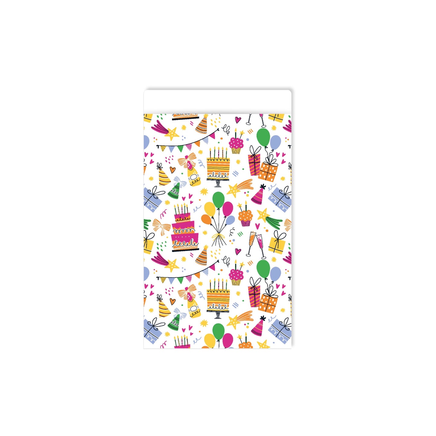 Cadeauzakjes - birthday doodles - meerkleurig - 12x19 cm - 5 stuks