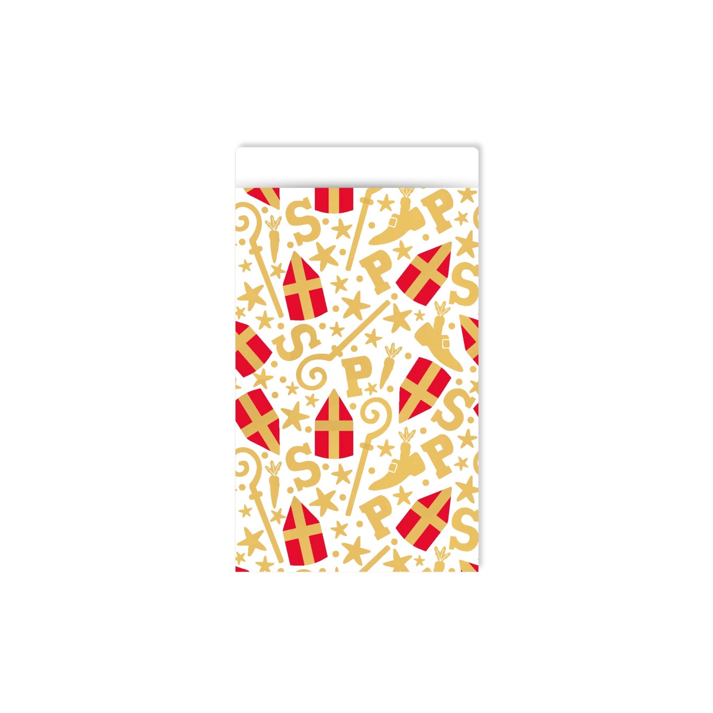 Cadeauzakjes - Sinterklaas doodles - wit/goud - 12x19 cm - 5 stuks