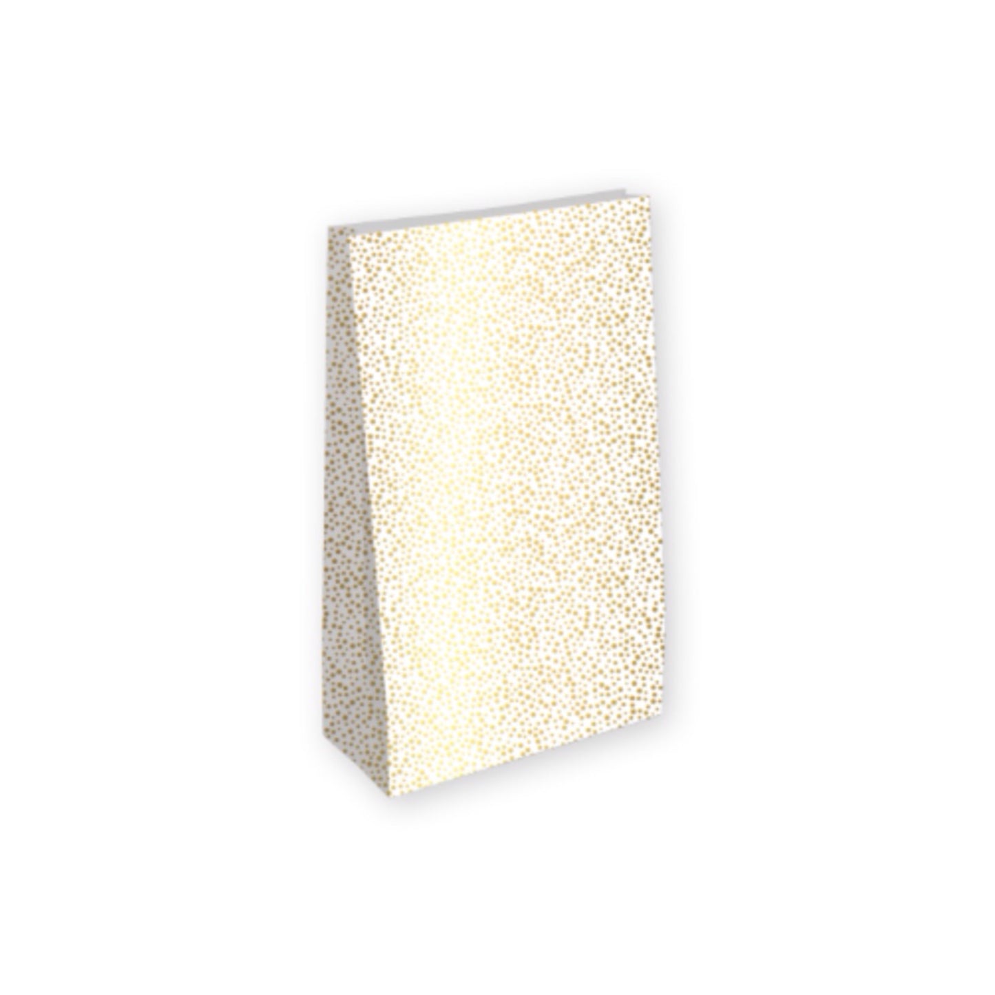 Blokbodemzakken - luxury dots - wit/goud - 14x8x26 cm - 2 stuks