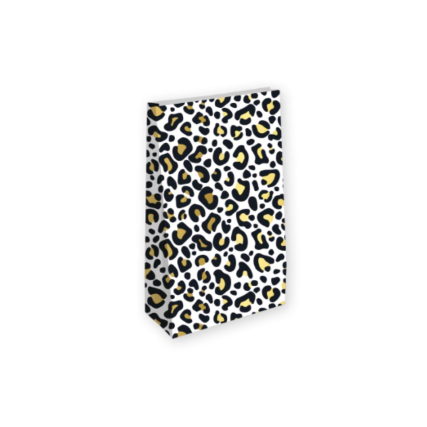 Blokbodemzakken - leopard - zwart/wit/goud - 14x8x26 cm - 2 stuks