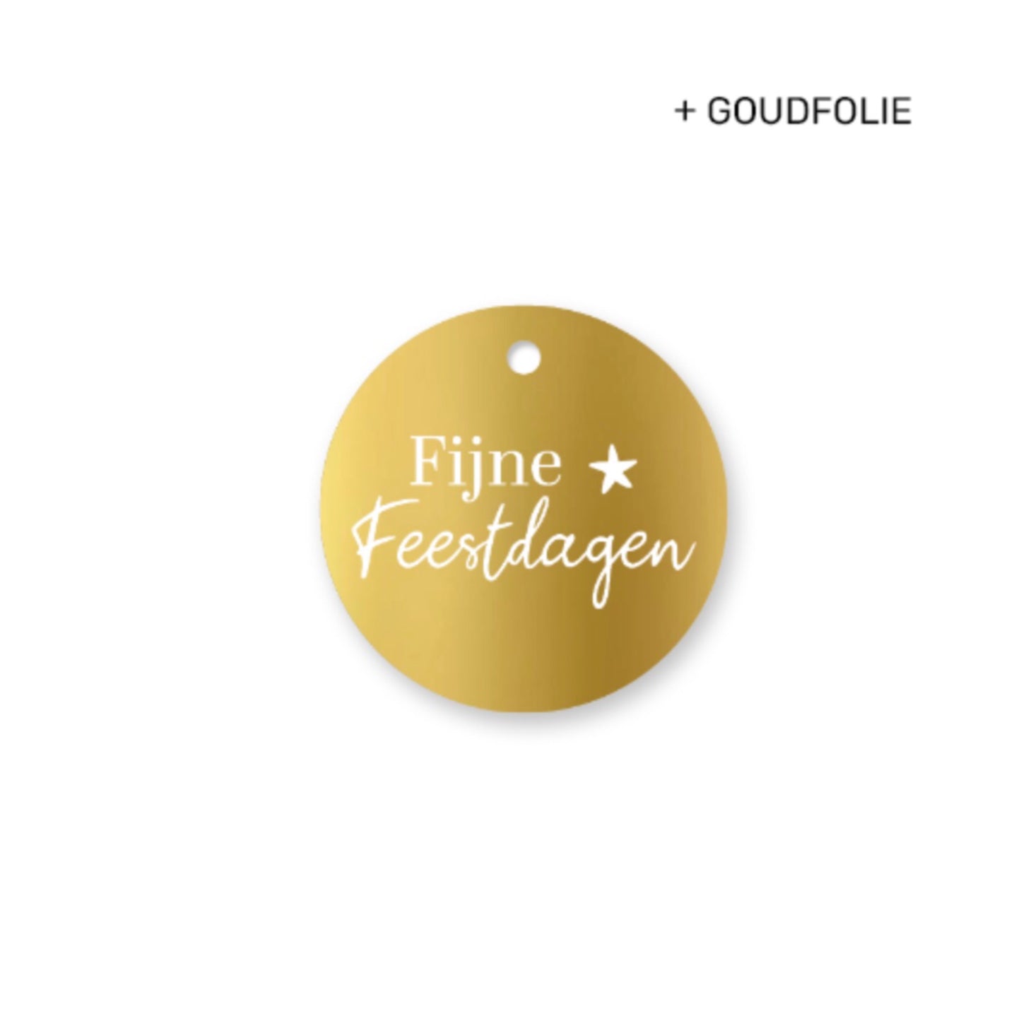 Cadeaulabel - fijne feestdagen - goud/wit - 6 cm
