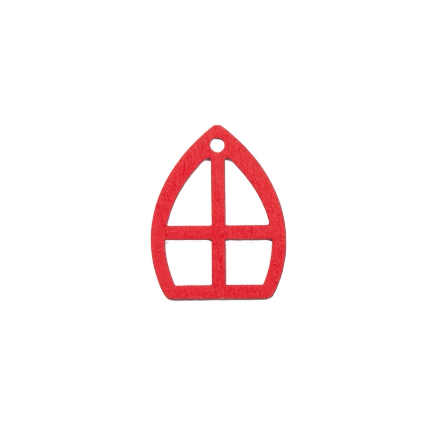 Houten decoratie - mijters - rood - 5 stuks