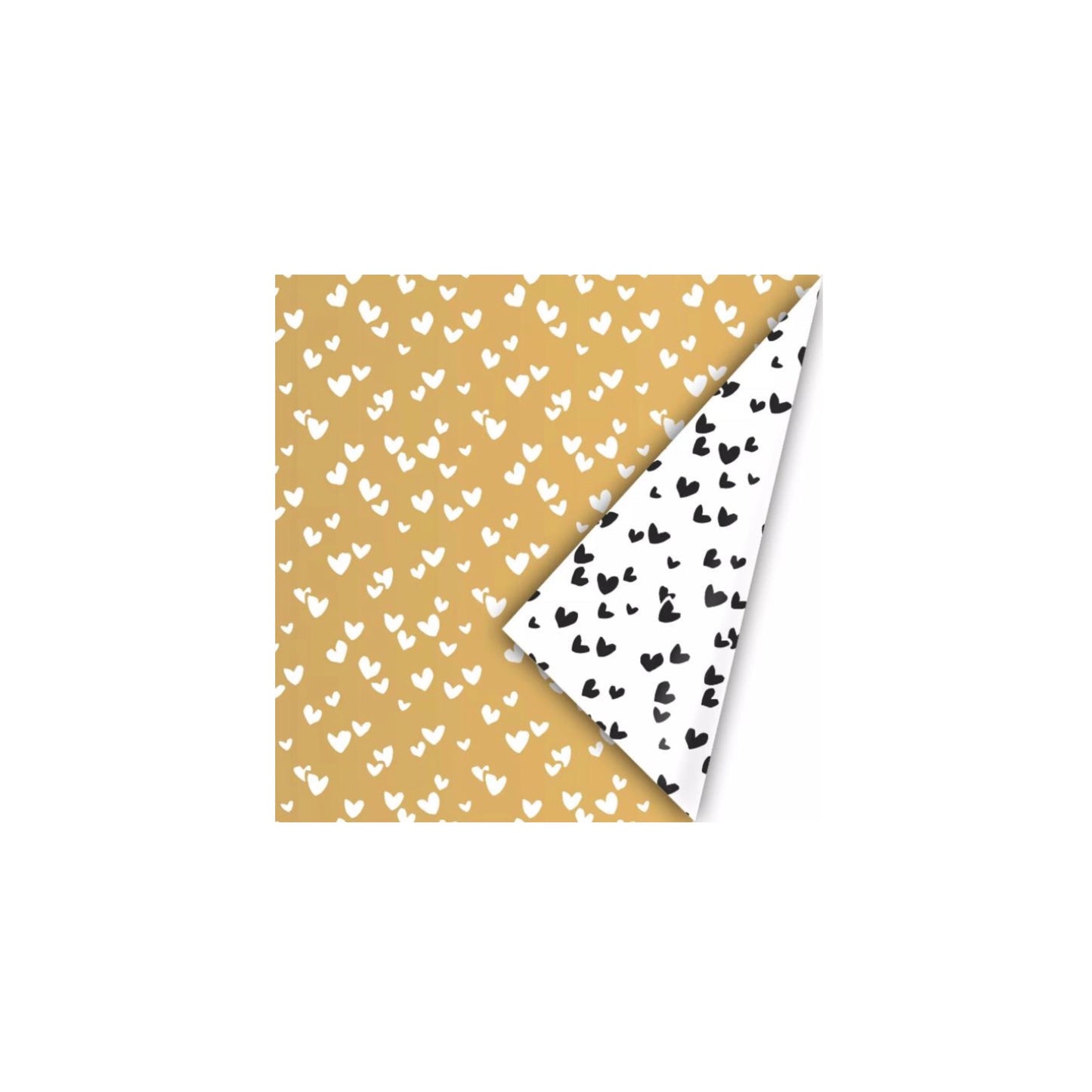 Cadeaupapier - solo hearts - goud/wit - 30x200 cm