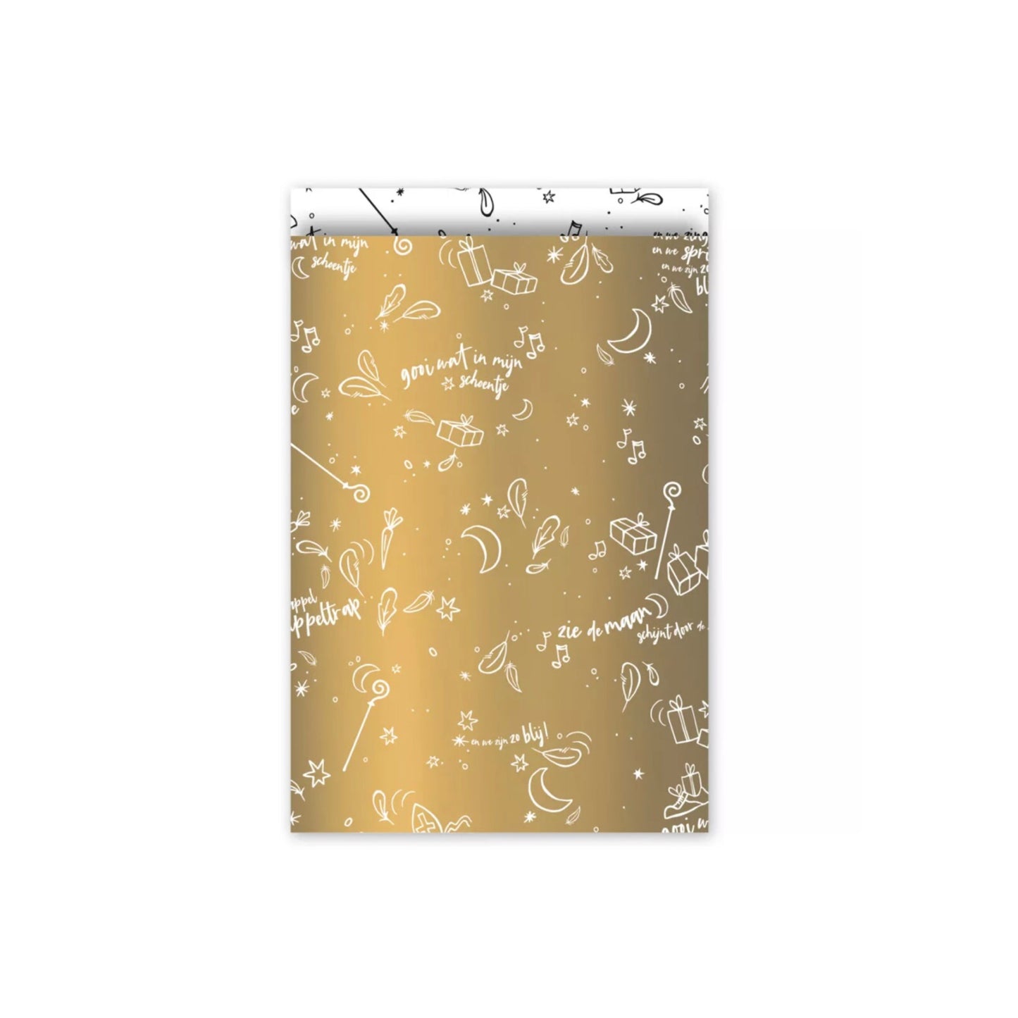 Cadeauzakjes - sing along sint - goud - 17x25 cm - 5 stuks