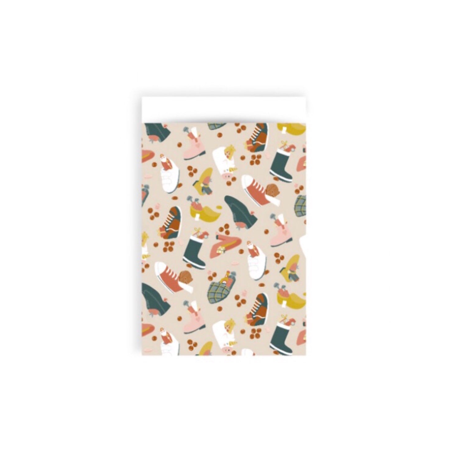Cadeauzakjes - sint schoentjes - beige/meerkleurig - 12x19 cm - 5 stuks