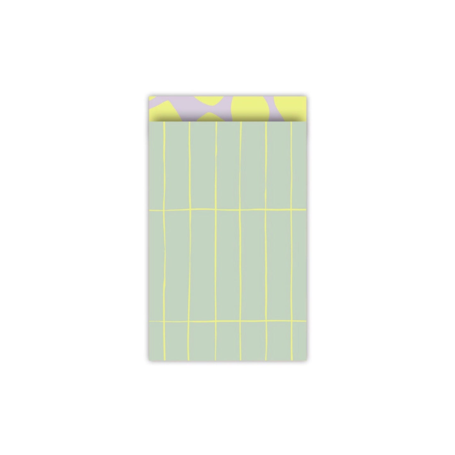 Cadeauzakjes - grid - mint/geel - 12x19 cm - 5 stuks