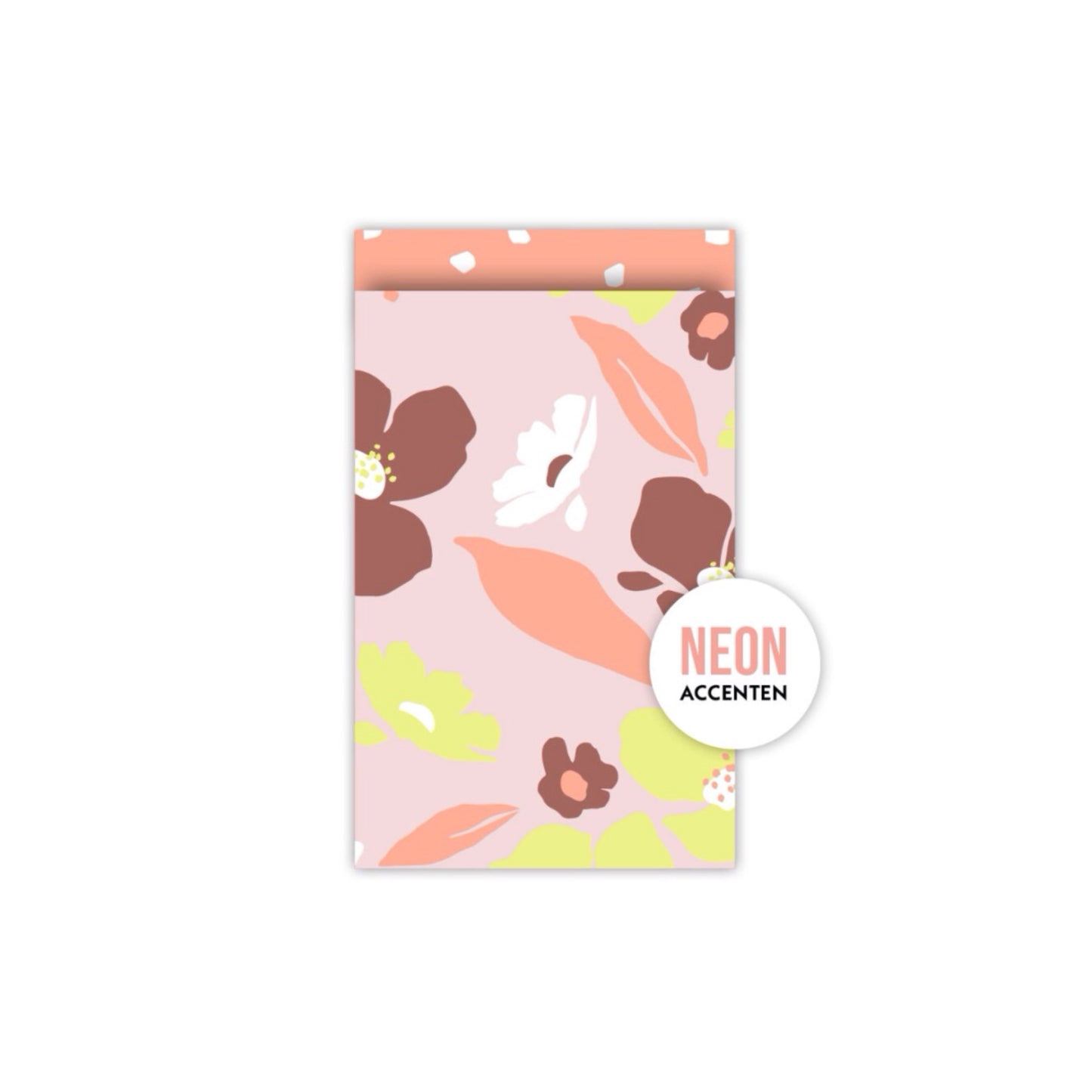 Cadeauzakjes - fresh flowers - roze - 12x19 cm - 5 stuks