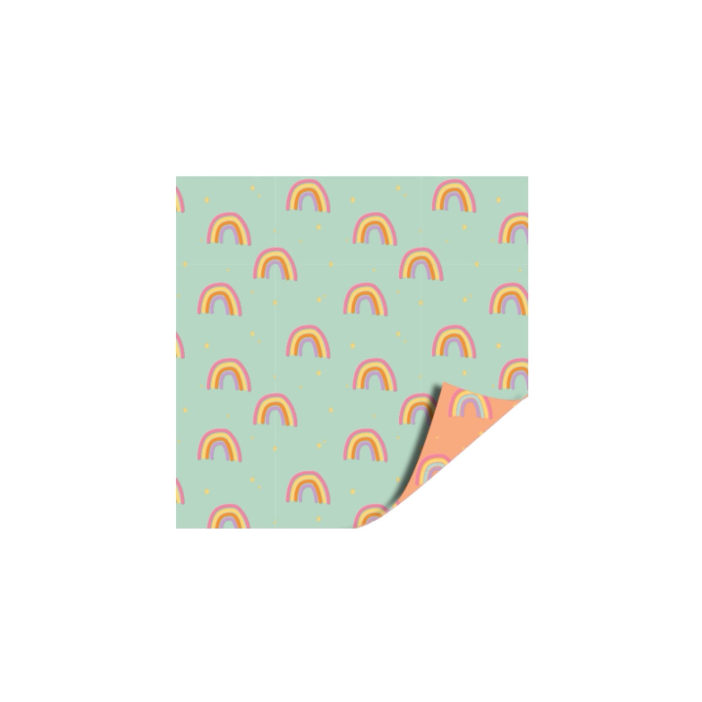 Cadeaupapier - regenboogjes - mint - 30x200 cm