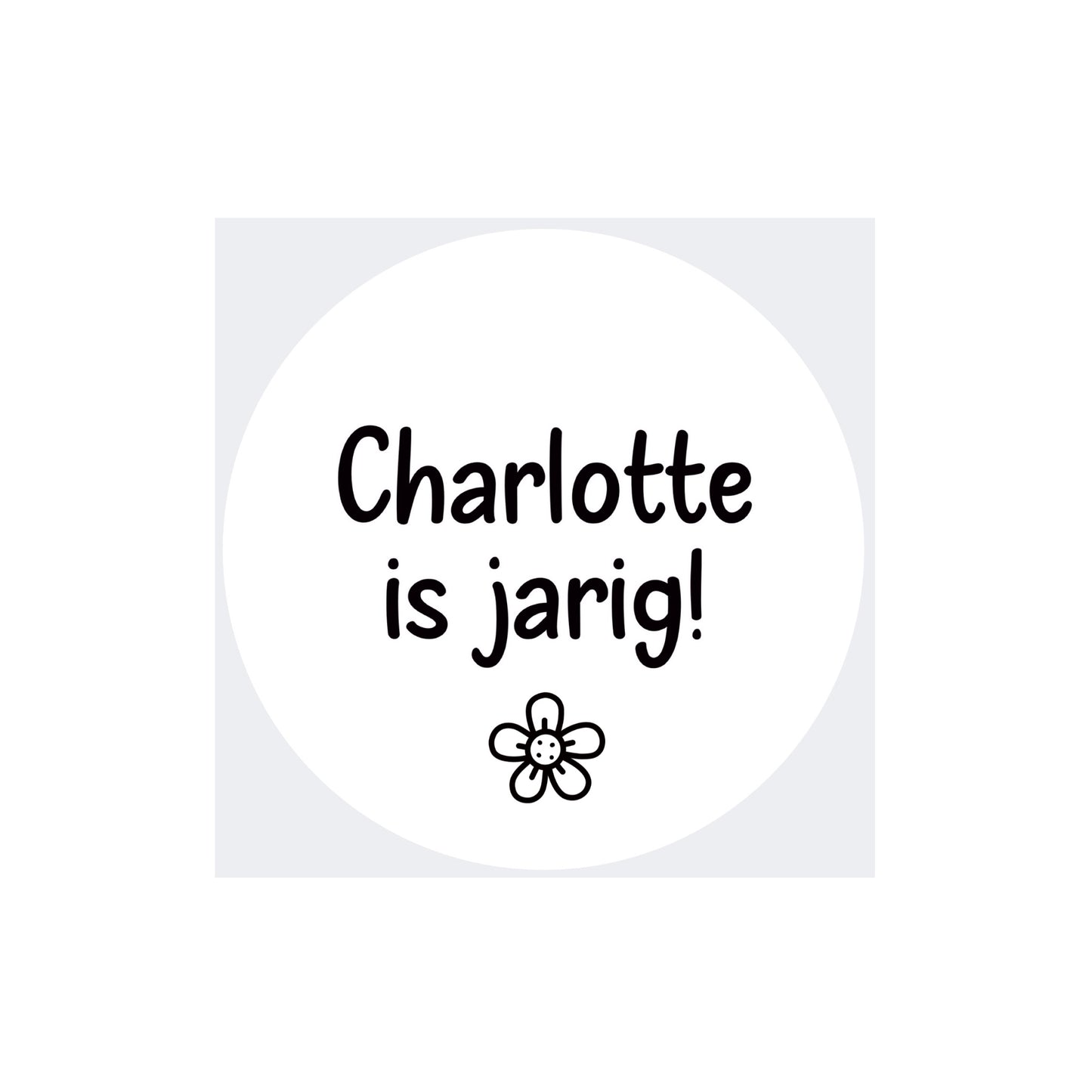 Gepersonaliseerde sticker | jarig + naam (per stuk)