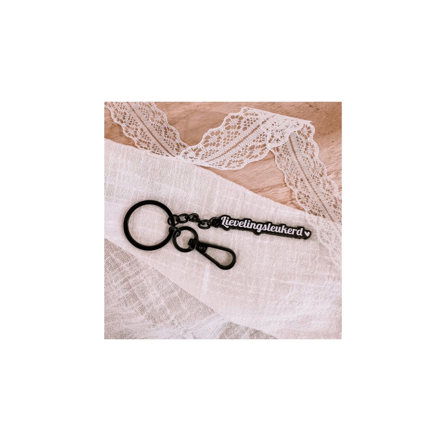 Sleutelhanger - lievelingsleukerd - zwart/wit