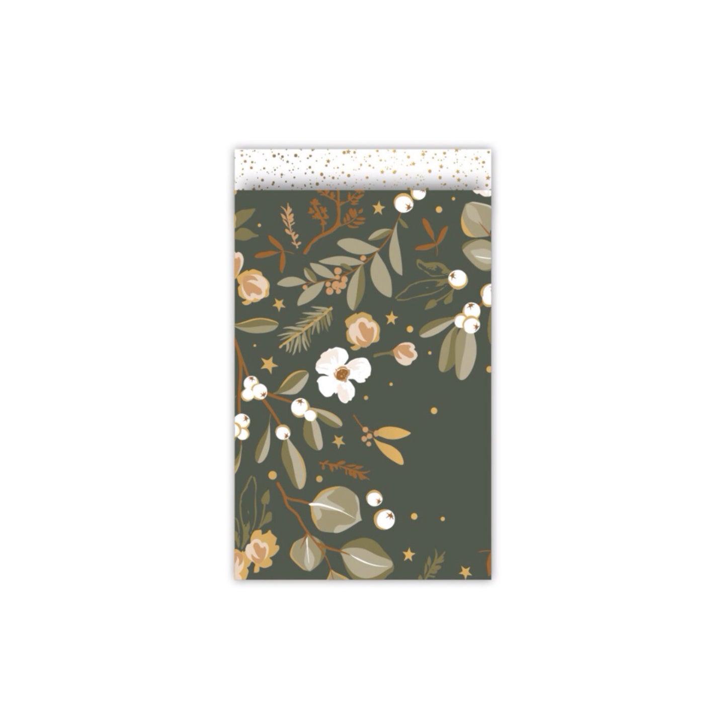 Cadeauzakjes - christmas flowers - groen - 12x19 cm - 5 stuks