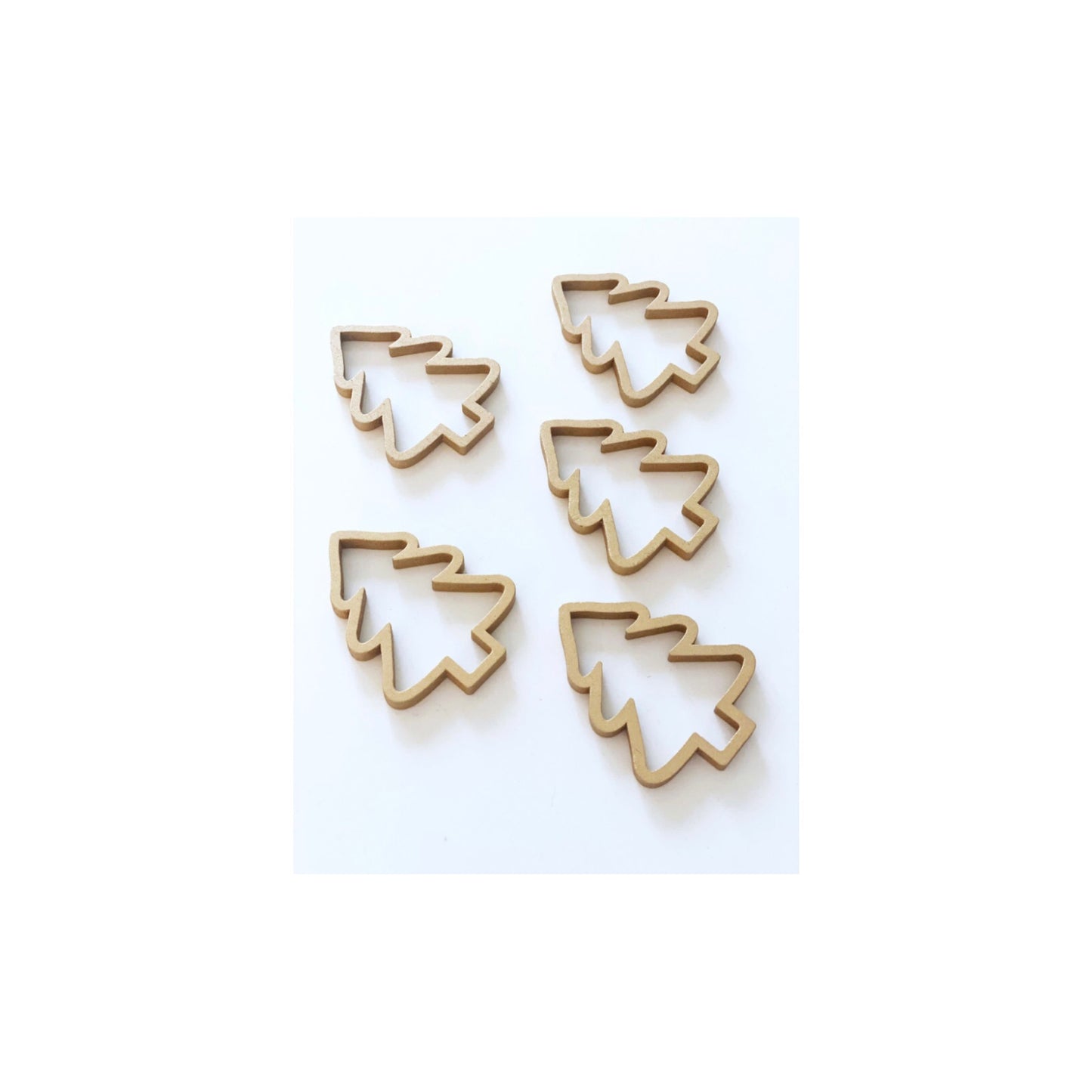 Houten kerstboompjes - goud - 5 stuks