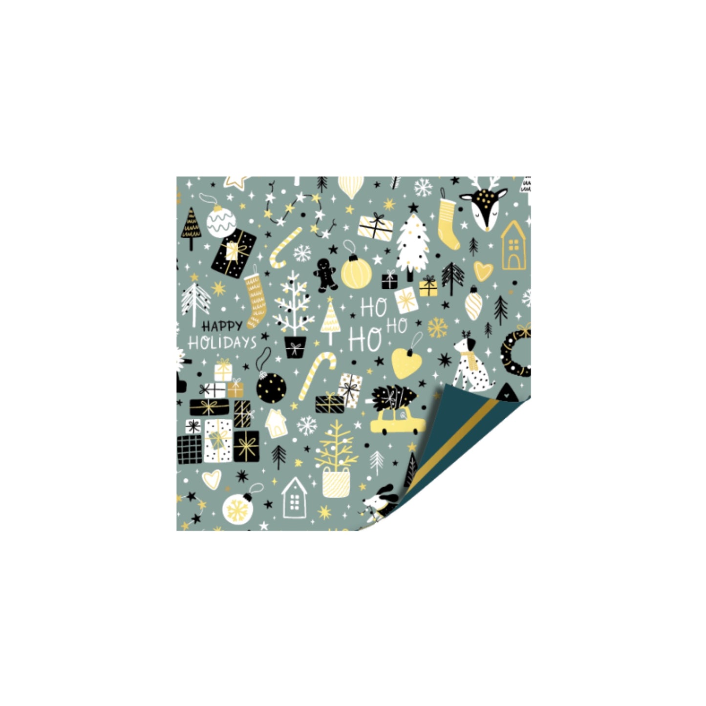 Cadeaupapier - cosy christmas - mint/goud - 2 meter