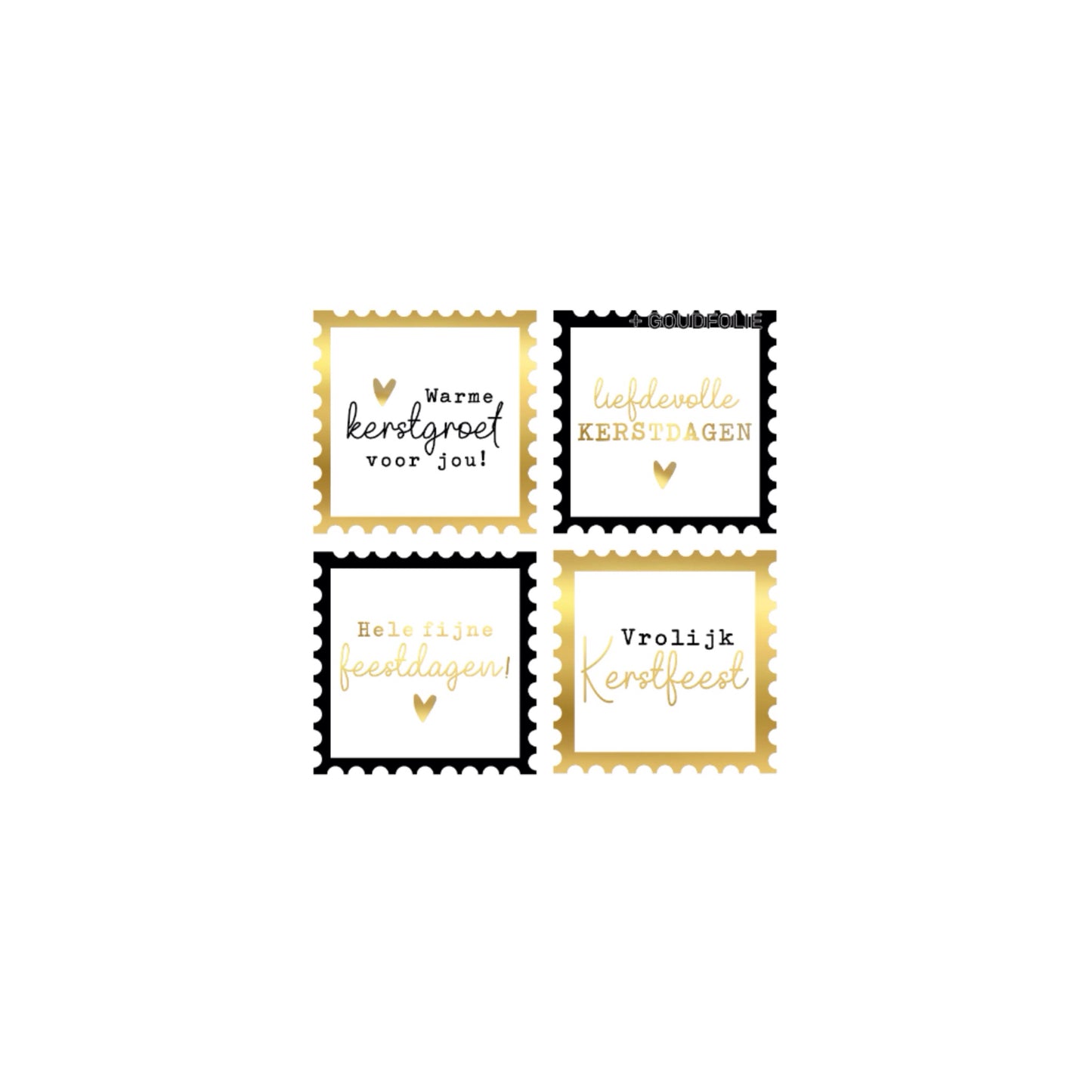 Cadeaustickers - kerst assorti - goud - 8 stuks