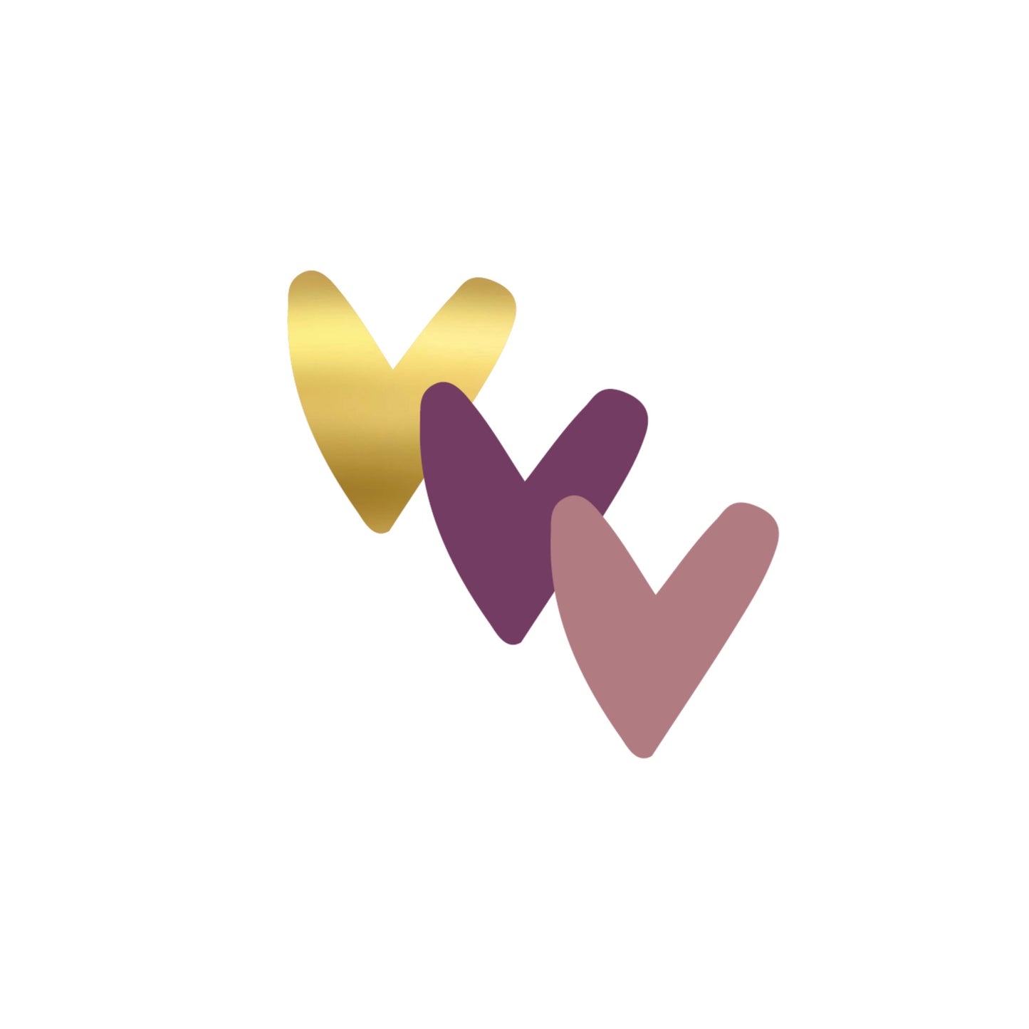 Cadeaustickers - hart - goud/paars - 9 stuks