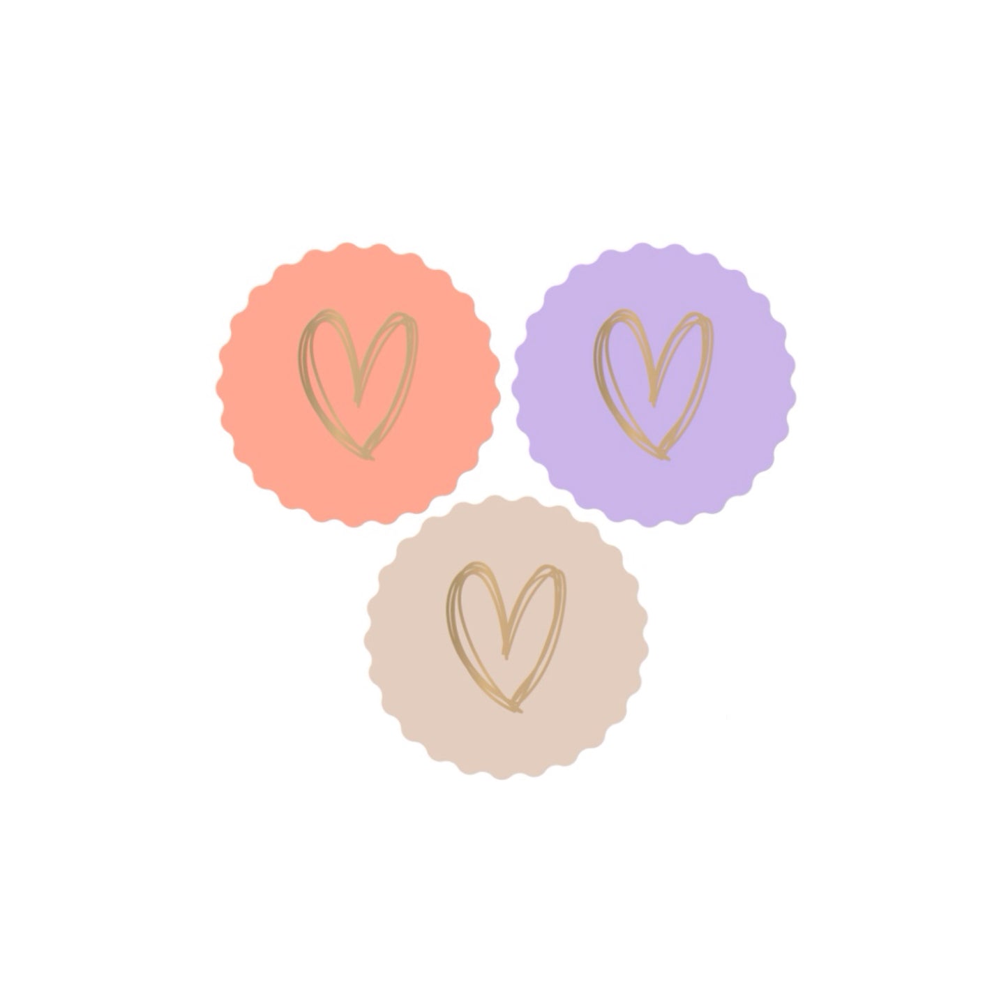 Cadeaustickers - hearts - pastel - 9 stuks