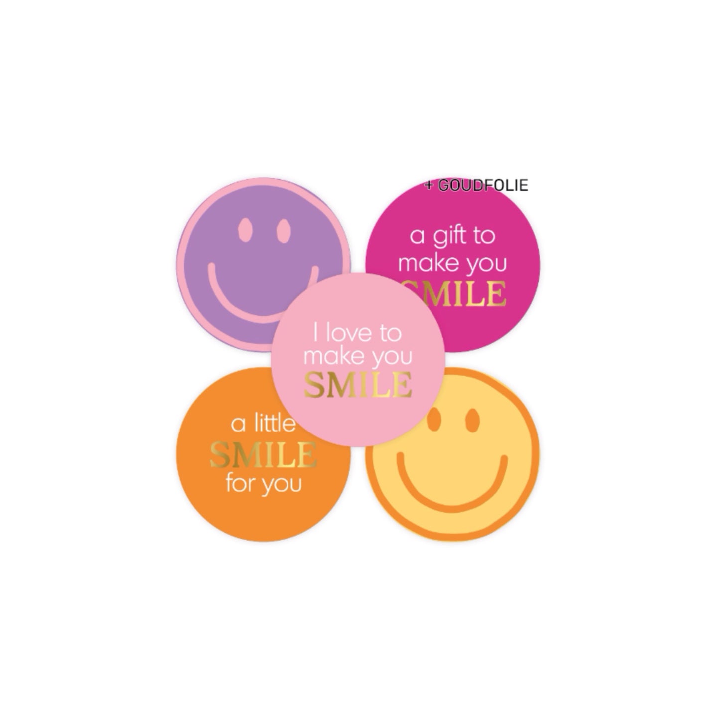 Cadeaustickers - a little smile for you - roze/oranje - 10 stuks