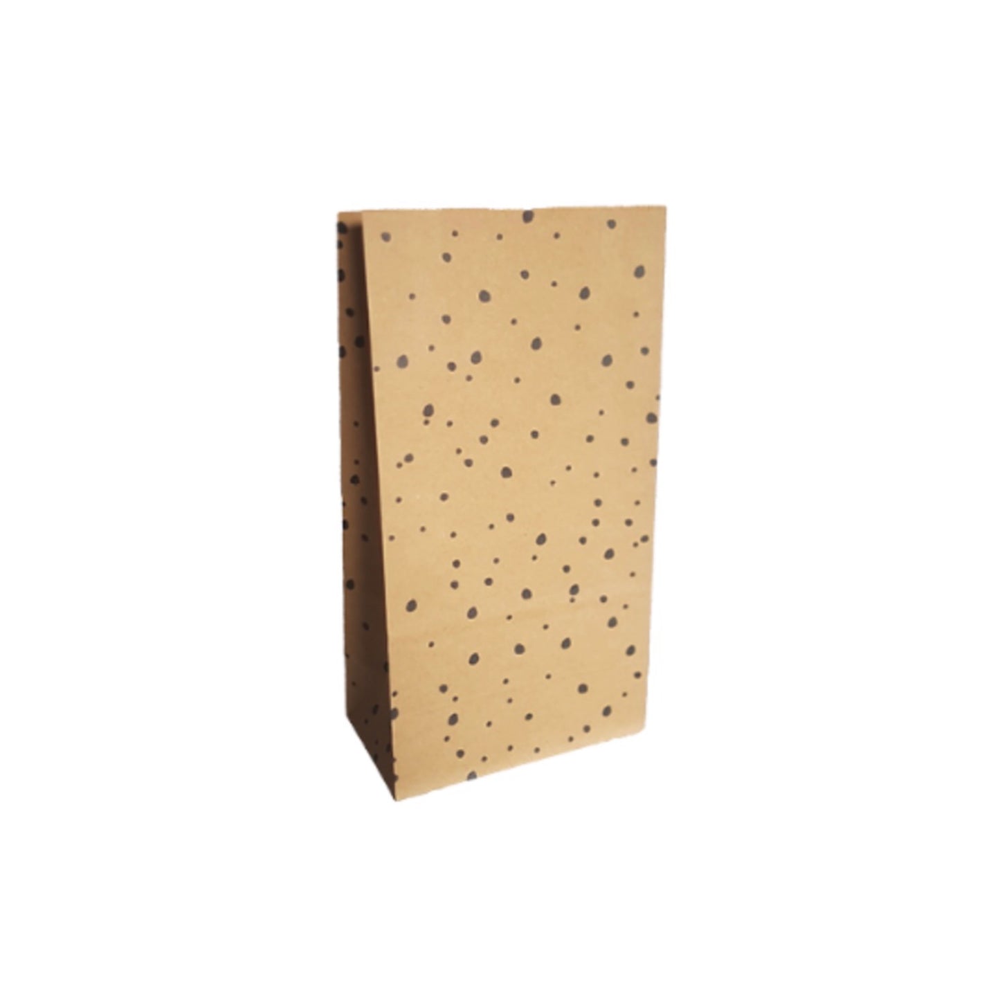 Blokbodemzakken - dots - kraft/zwart - 2 stuks