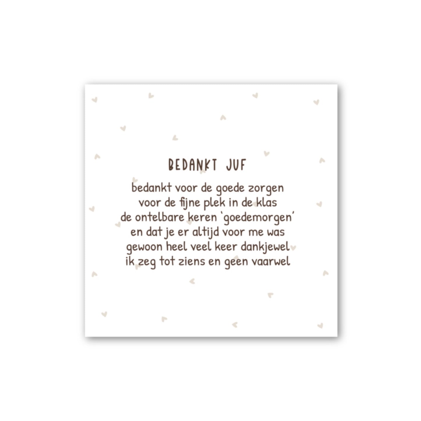 Forex tegeltje - bedankt juf - 12,5 x 12,5 cm