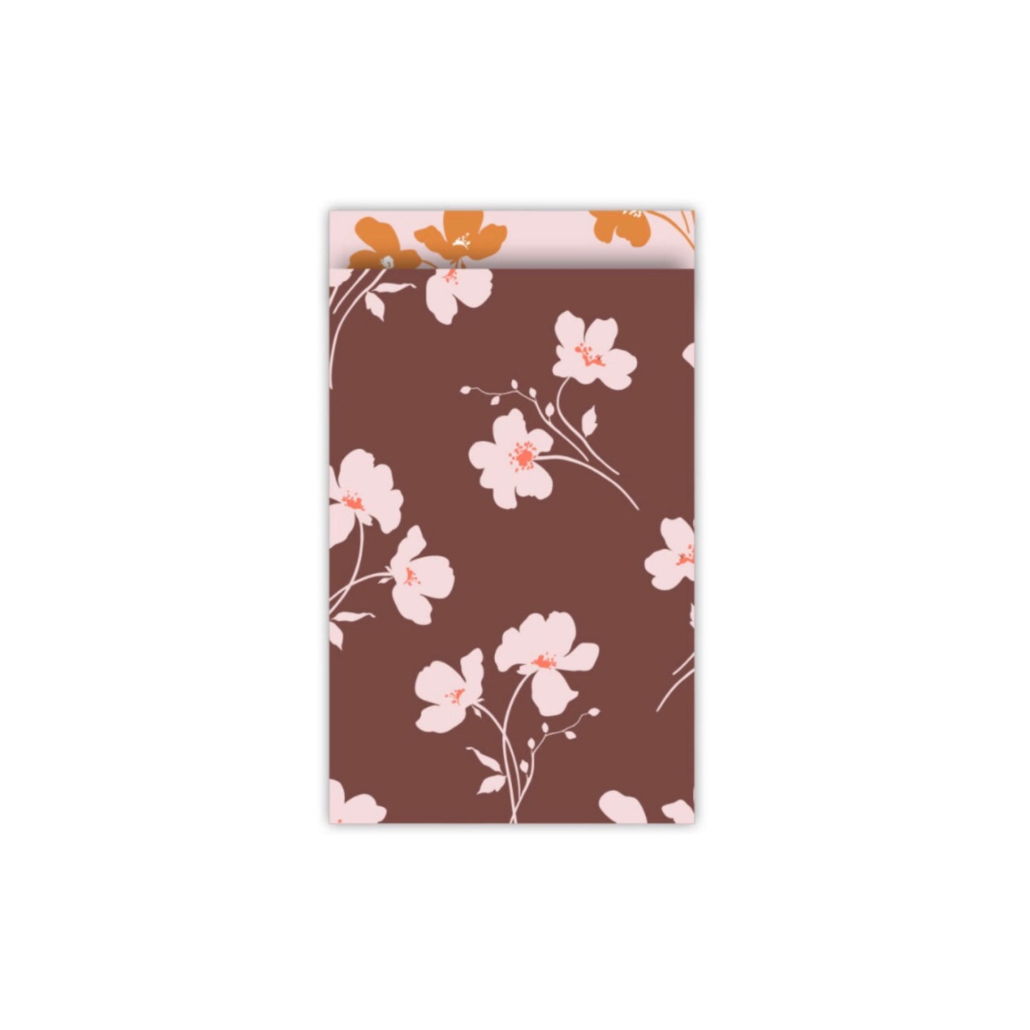 Cadeauzakjes - classic flowers - donkerrood - 12x19 cm - 5 stuks