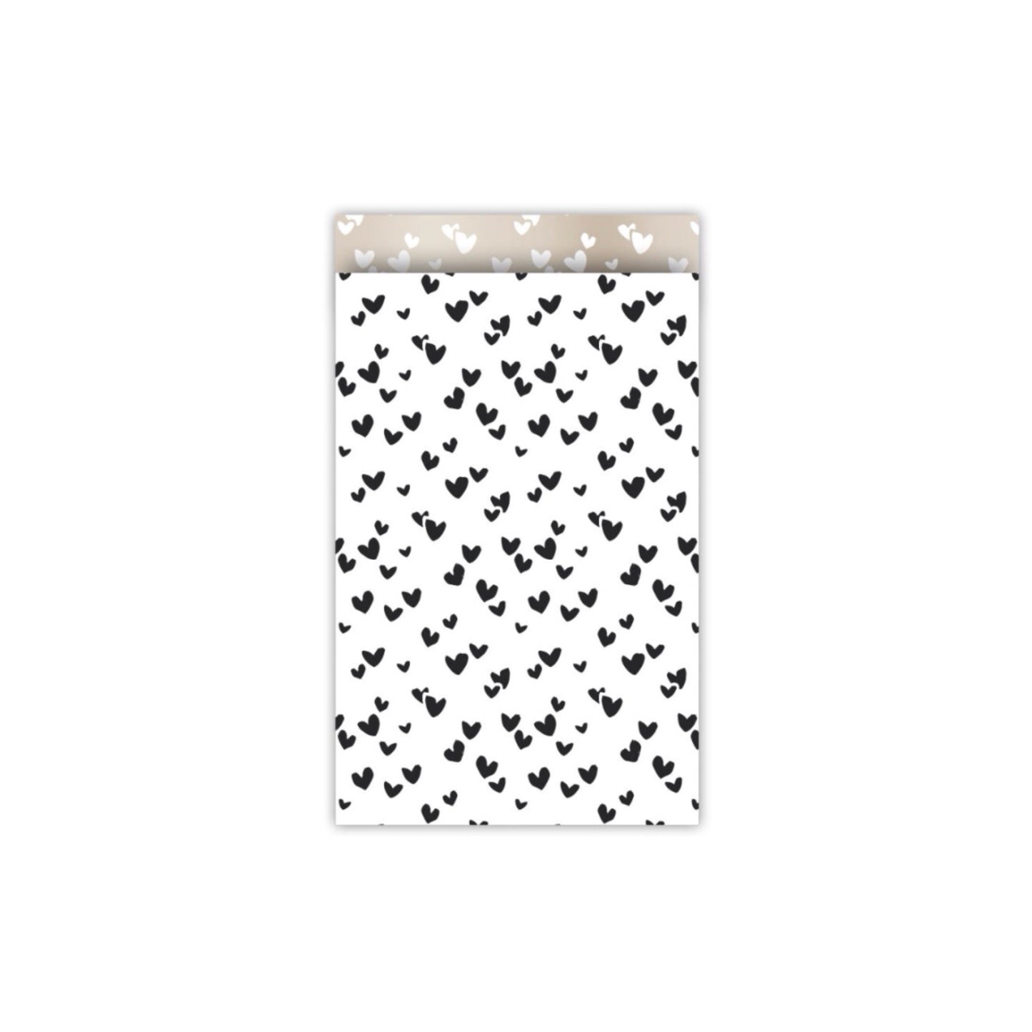 Cadeauzakjes - solo hearts - zwart/wit - 12x19 cm - 5 stuks