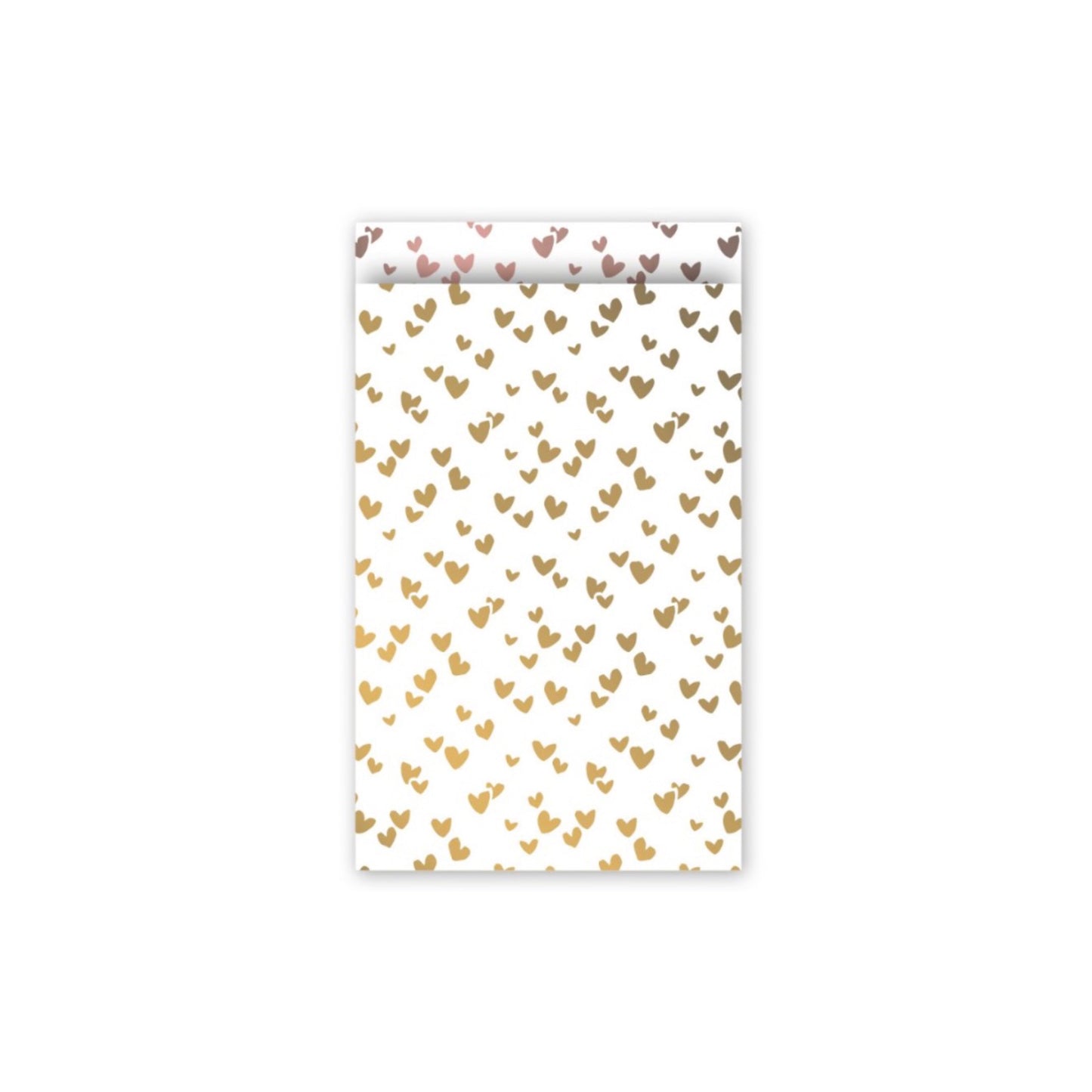 Cadeauzakjes - solo hearts - wit/goud - 12x19 cm - 5 stuks