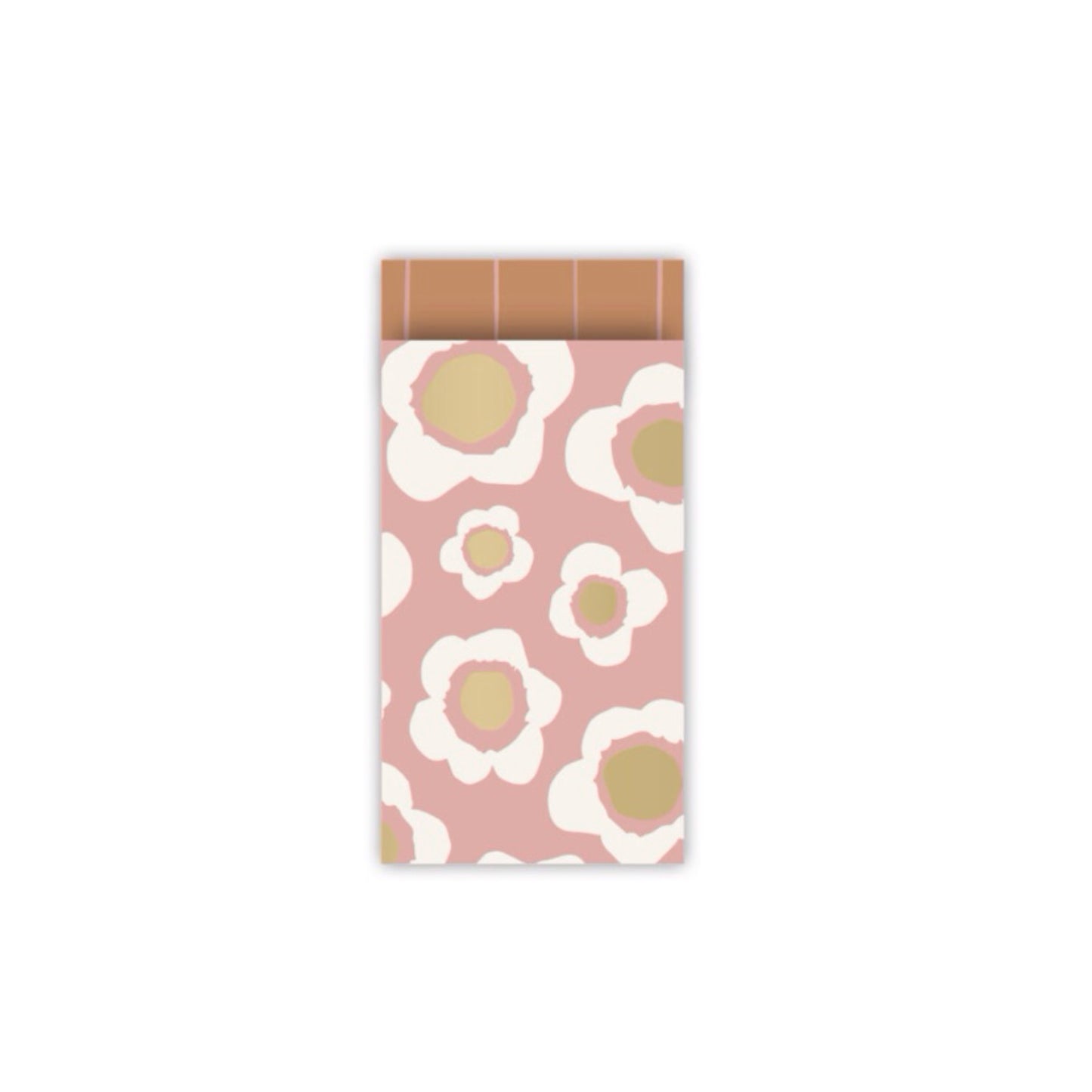 Cadeauzakjes - vintage flowers - oudroze - 7x13 cm - 5 stuks