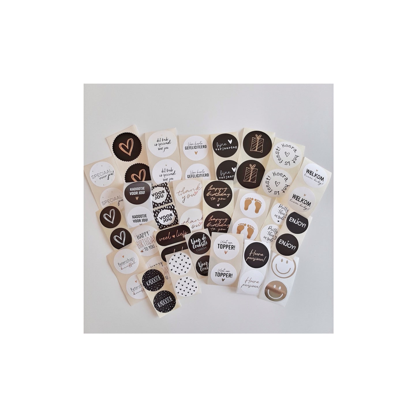 Stickermix - zwart/wit - 50 cadeaustickers