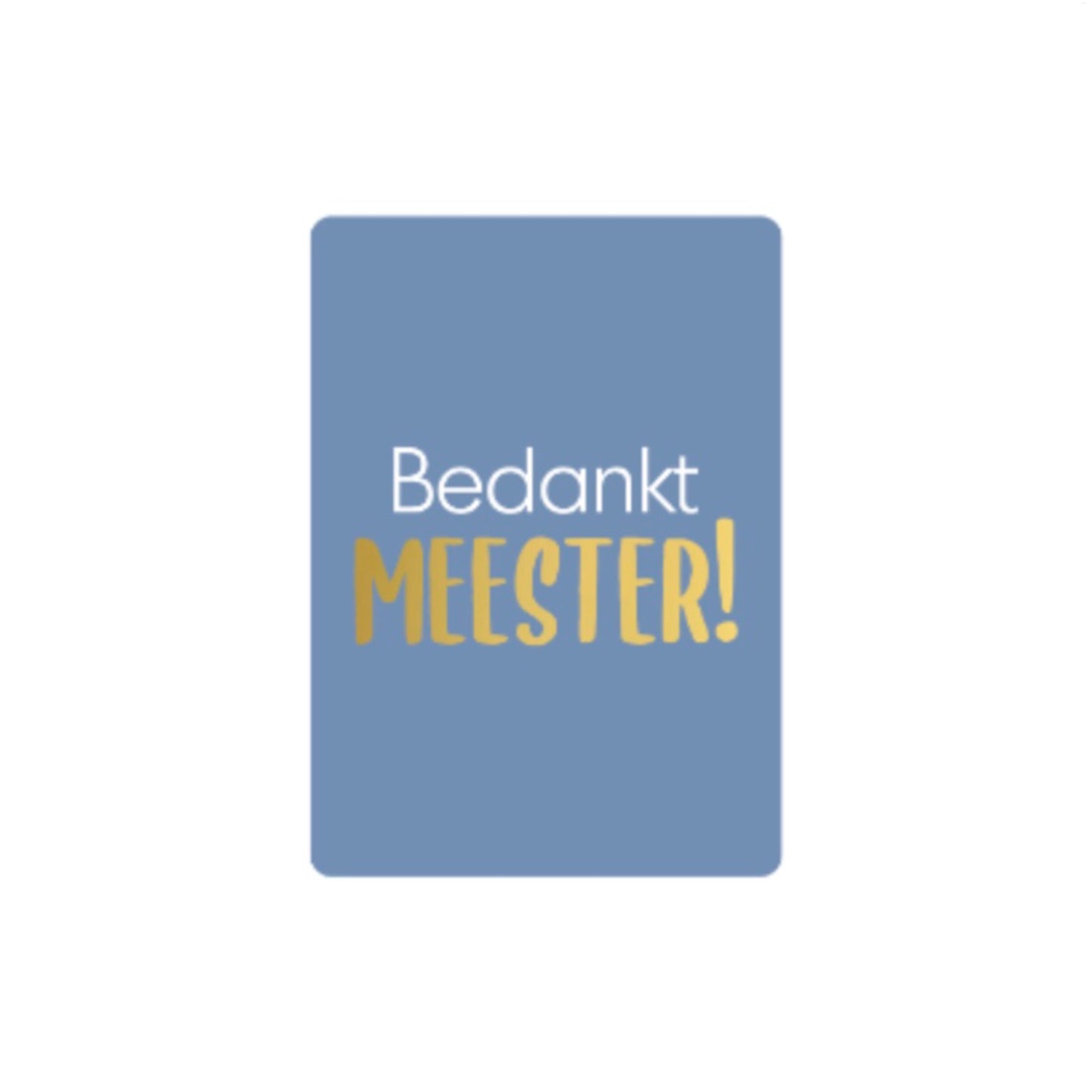 Minikaartje - bedankt meester - blauw