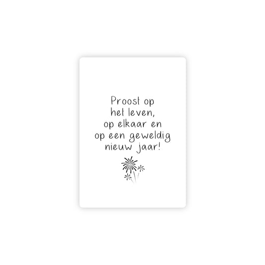 Kerstkaart - proost op een geweldig nieuw jaar - zwart/wit - A6