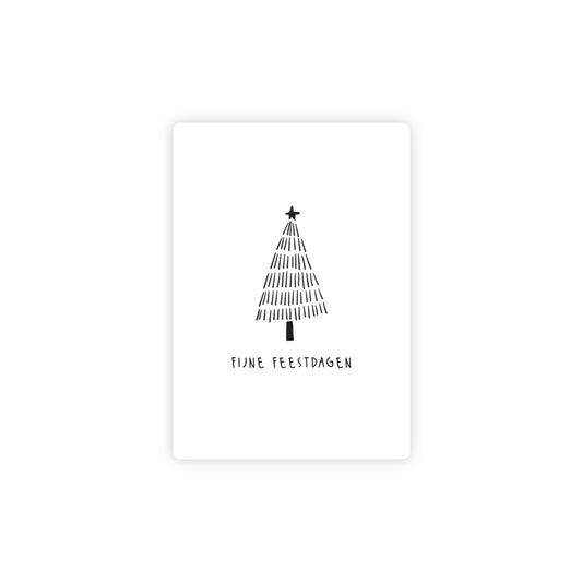 Kerstkaart - fijne feestdagen - zwart/wit - A6
