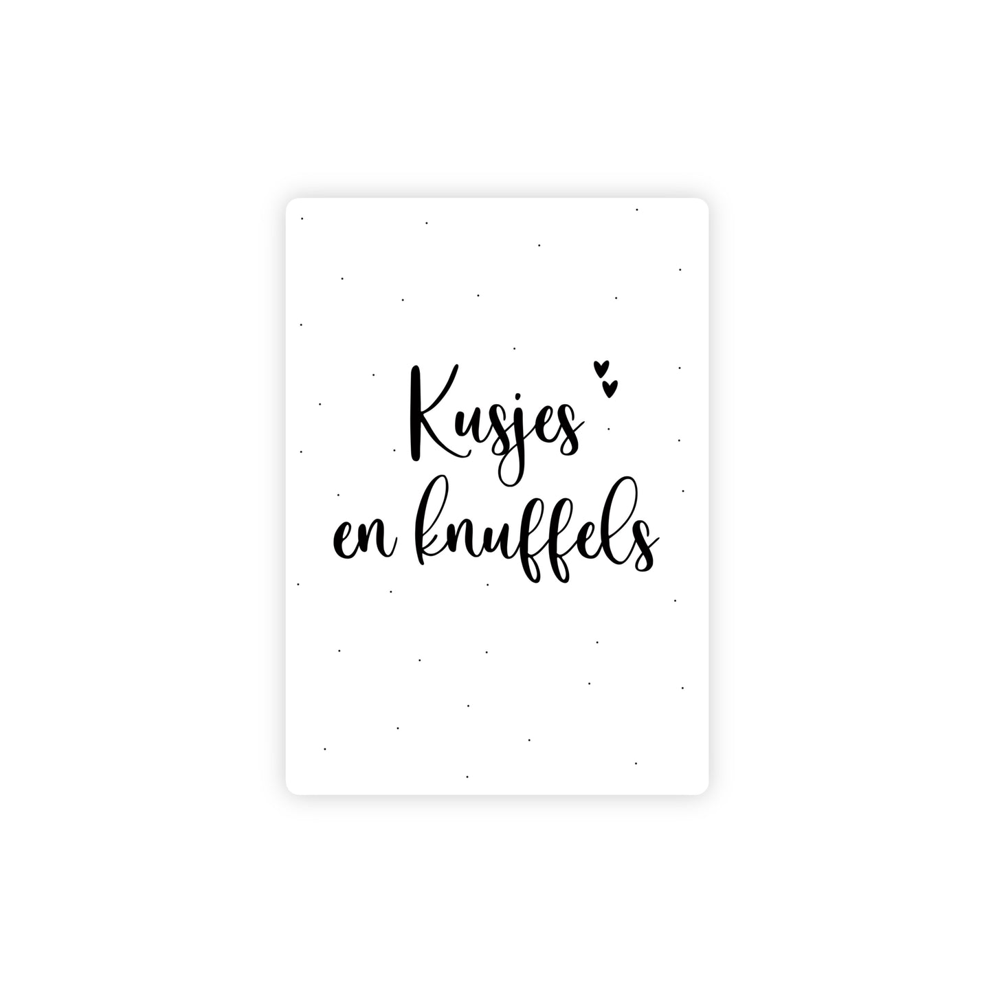 Ansichtkaart - kusjes en knuffels - zwart/wit - A6