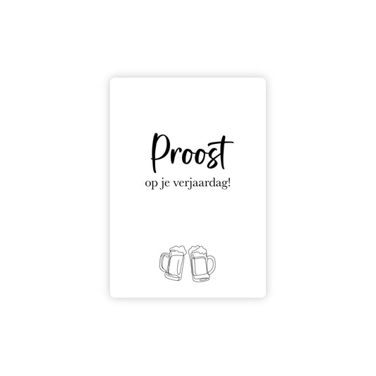 Ansichtkaart - proost op je verjaardag - zwart/wit - A6