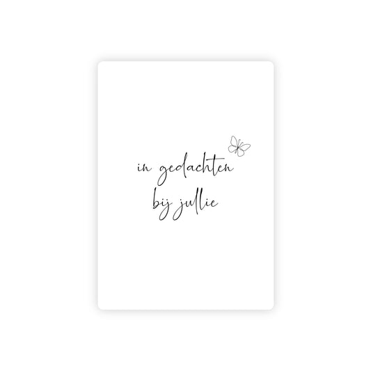 Ansichtkaart - in gedachten bij jullie - zwart/wit - A6