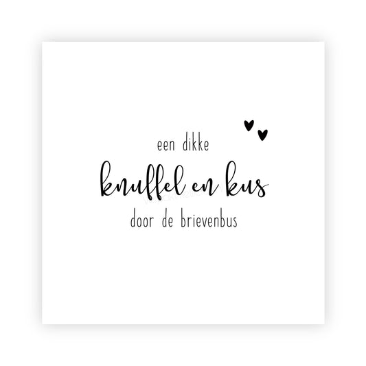 Dubbele kaart | knuffel en kus door de brievenbus