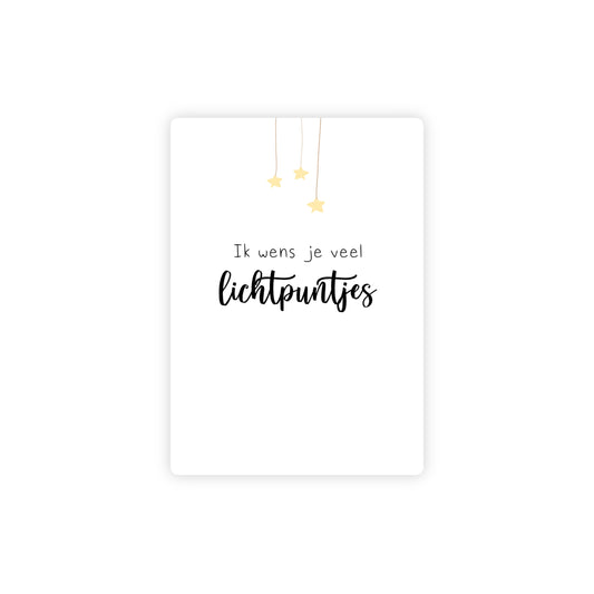 Ansichtkaart - ik wens je veel lichtpuntjes - zwart/wit - A6