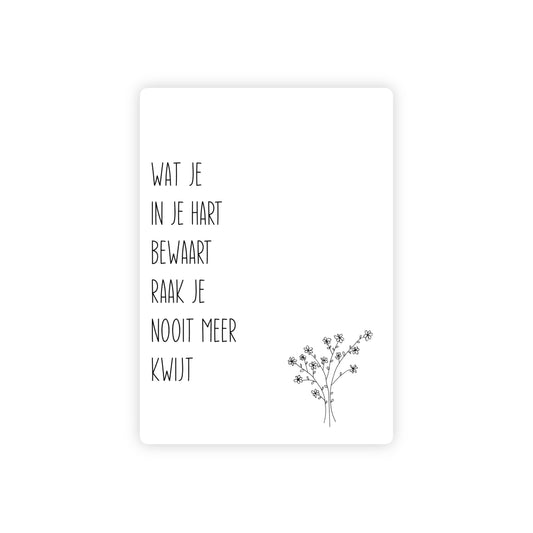 Ansichtkaart - wat je in je hart bewaart - zwart/wit - A6