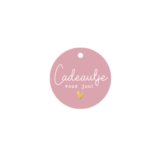Cadeaulabel - cadeautje voor jou - roze - 6 cm