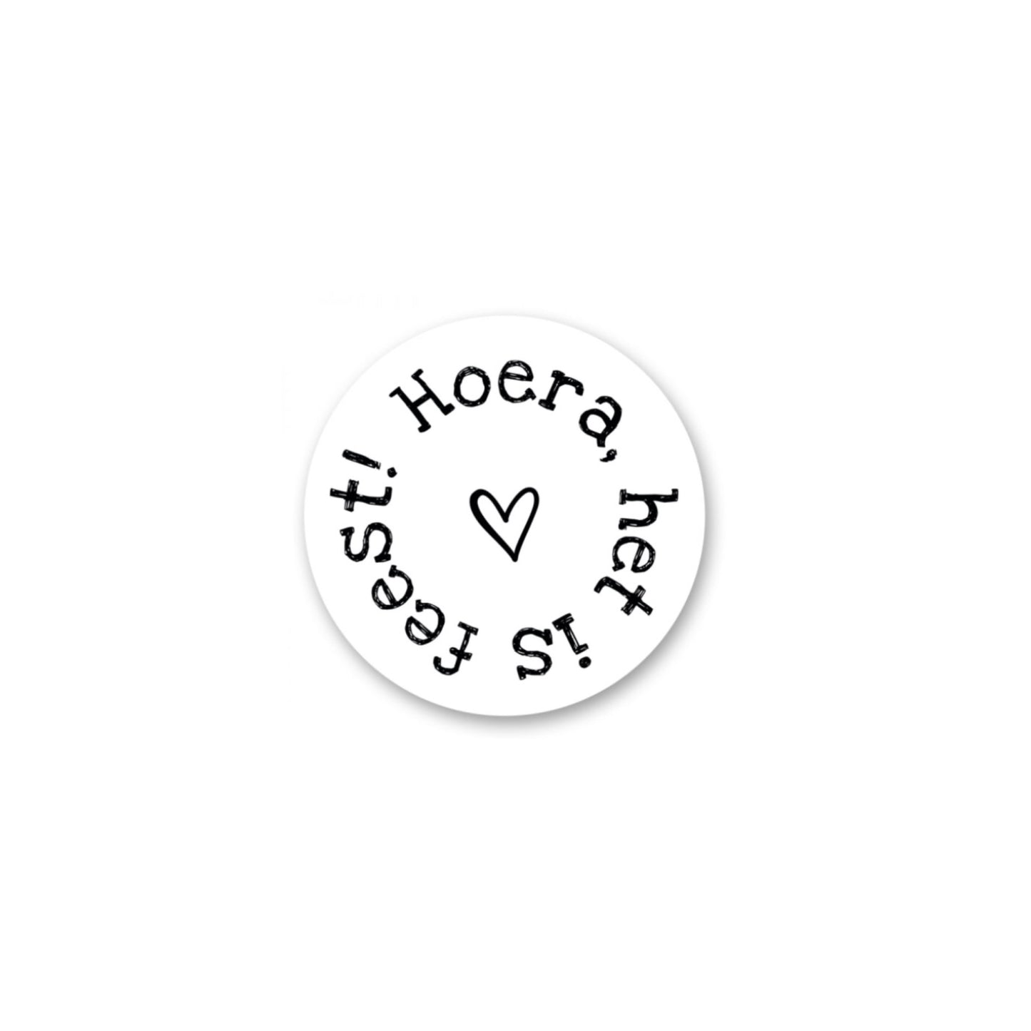Cadeaustickers - hoera het is feest - wit - 10 stuks