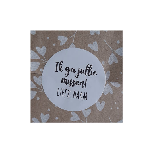 Gepersonaliseerde stickers - ik ga jullie missen - per stuk