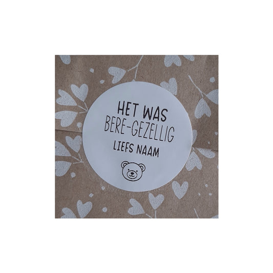 Gepersonaliseerde stickers - het was hier bere-gezellig - per stuk