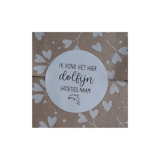Gepersonaliseerde stickers - ik vond het hier dolfijn - per stuk