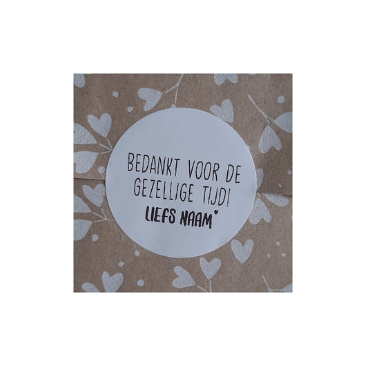 Gepersonaliseerde stickers - bedankt voor de gezellige tijd - per stuk