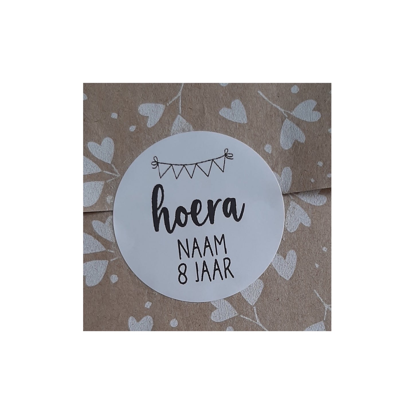 Gepersonaliseerde stickers - hoera naam + leeftijd - per stuk